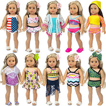 Load image into Gallery viewer, ZITA ELEMENT Fashion 10 Sets18 Inch Girl Doll Swimsuits Bikini Swimwear for 18 Inch Doll Swimsuits Summer Barthing Clothes Outfits
