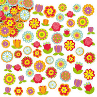 Baker Ross ET836 Flower Foam Stickers - Pack of 144, Self Adhesive for Kids to Decorate Collage