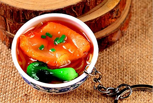 Lingduan Artificial Lifelike PVC Flower Bowl Noodles Cellphone Bag Strap Pendant Key Chain Boys Girls Toy Gift Simulation of Chinese Food (2)