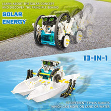 Load image into Gallery viewer, STEM 13-in-1 Solar Power Robots Creation Toy, Educational Experiment DIY Robotics Kit, Science Toy Solar Powered Building Robotic Set Age 8-12 for Boys Girls Kids Teens to Build

