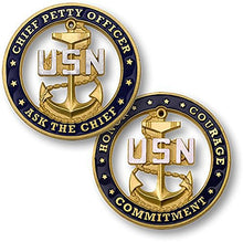 Load image into Gallery viewer, U.S. Navy Chief Petty Officer Ask The Chief Challenge Coin
