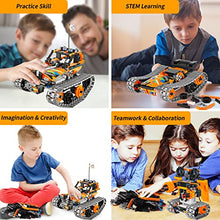 Load image into Gallery viewer, DOLIVE 3-in-1 STEM Remote Control Building Kit-Tracked Car/Robot/Tank, 2.4Ghz Rechargeable RC Stunt Racer Toy Gift for 6-14 Year Old Boys n Girls, Best Engineering Science Learning Kit for Kids 392PCS
