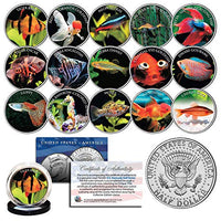 Tropical Fish Fresh Water Aquarium Kennedy Half Dollars U.S. 15-Coin Complete Set