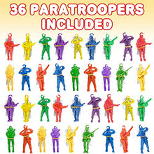 Load image into Gallery viewer, ArtCreativity Mini Paratroopers with Parachutes, Bulk Pack of 36, Vinyl Parachute Men Toy in Assorted Colors, Durable Plastic Army Guys Playset, Fun Parachute Party Favors, for Boys and Girls
