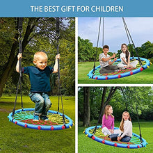 Load image into Gallery viewer, Saucer Tree Swing for Kids Adults, 750lb Weight Capacity 40 Inch Swing Set Outdoor Rope Tree Swing with Big Saucer 2pcs 10ft Tree Hanging Straps, Multicolor
