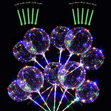 Load image into Gallery viewer, 10PCS LED light Up BoBo Balloons, Colorful Glowing Helium Bubble Balloon with Sticks and String Lights 3 levels Flashing for Christmas Wedding Birthday Party Events Decoration (20 Inch)
