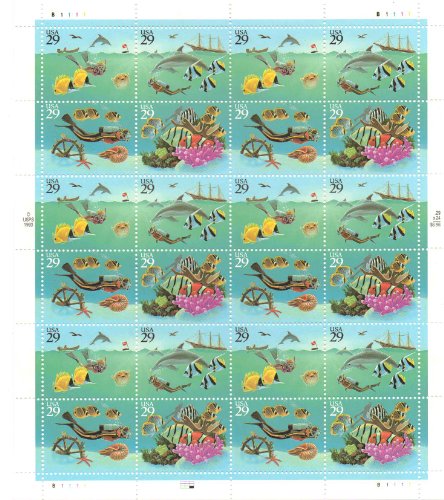 Wonders of the Sea Full Sheet of Twenty 29 Cent Stamps Scott 2863-66