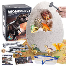 Load image into Gallery viewer, Jumbo Dino Egg Dig Kit, Dinosaur Eggs Toys with 12 Different Dinosaur Toys, Dinosaur Educational Toys for 5 Kids with 6 Digging Tools, STEM Dino Excavation for Boys &amp; Girls Age 6 and up Birthday Gift
