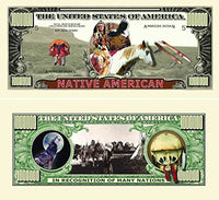 100 Native American Million Dollar Bills with Bonus Thanks a Million Gift Card Set