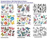 REIENE Exclusive! 100+Sheets To CHOOSE! Also see our 12 Pack 100+Colorful Tattoos Bundle for 29.99! Best Quality Colorful BUTTERFLY Temporary Tattoos Lasts Up To 10 Days Temporary Tattoos! See Our Gre