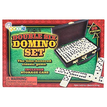 Load image into Gallery viewer, Gamie Double Six Dominoes Set in Faux Leather Case, 28 Dominos Tiles for Kids, Fun Educational Toy Classroom Kit, Classic Set of Dominoes for Game Night or Travel in Gift Box
