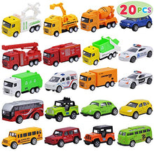 Load image into Gallery viewer, JOYIN 20 Piece Pull Back Die Cast Metal Toy Car Model Vehicle Set for Toddlers, Girls and Boys Kids Play Car Set
