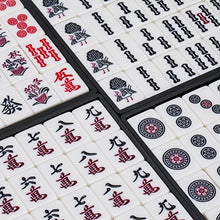 Load image into Gallery viewer, Yellow Mountain Imports Japanese Riichi Mahjong Set, White Tiles with Black Vinyl Case - East Wind Tile, Set of Betting Sticks, &amp; Dice
