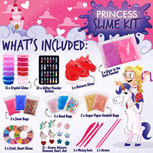 Load image into Gallery viewer, Princess Slime Kit for Girls - Water Based Colorful Premade Slime, Glow in the Dark, 24 Glitter Powder, Ultimate Diy Pink Crystal Clear Unicorn Slime Kit for Girls Gift for 5 6 7 8 9 10 11 12 Year Old

