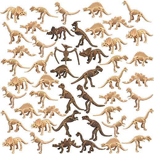48 PCS Dinosaur Fossil Skeleton Dinosaur Skeleton Toys Assorted Figures Dino Bones for Birthday Party Room and Desk Decorations Science Play Dino Sand Dig Party Favor Decorations