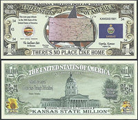 Kansas State Educational Million Dollar Bill W Map, Seal, Flag, Capitol - Lot of 100 Bills
