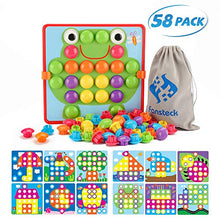 Load image into Gallery viewer, Fansteck Button Art Toy for Toddlers, Color Matching Early Learning Educational Mosaic Pegboard , Safe Nontoxic ABS Plastic Premium Material, 12 Pictures and 46 Buttons ,with a Bag Easy to Storag
