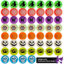 Load image into Gallery viewer, 72 Glow in The Dark Bouncing Balls,8 Halloween Theme Designs for Halloween Party Favor Supplies, School Classroom Game Rewards, Trick or Treating Goodie, Halloween Miniatures/Prizes(with pouch bag)
