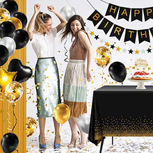 Load image into Gallery viewer, 70th Birthday Decorations for Women Or Men Black &amp; Gold, 70 Birthday Party Supplies Gifts for Her ( Him) Including Happy Birthday Balloons, Fringe Curtain, Tablecloth, Photo Props, Foil Balloons, Sash
