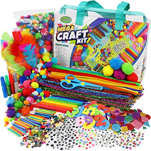 Mega Craft Kit for Kids - Arts & Crafts Supplies for Kids Crafts - Kids Art and Craft Kit - Kids Craft Kits - Toddler Crafts for Kids Craft Set - Preschool Art Supplies for Kids - Crafting Bag